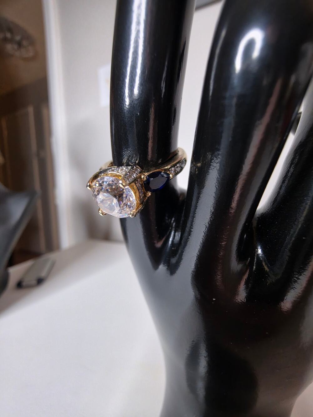 Bella Luce 3.43 CTW White Diamond Sim Blue Marquise CZ Accents 18K/925 Size 8